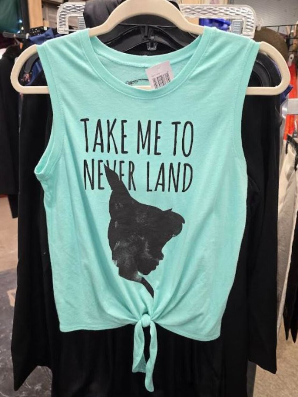 Women's NWT Hot Topic Peterpan Neverland Silo Tie Front Muscle Top Green Size S